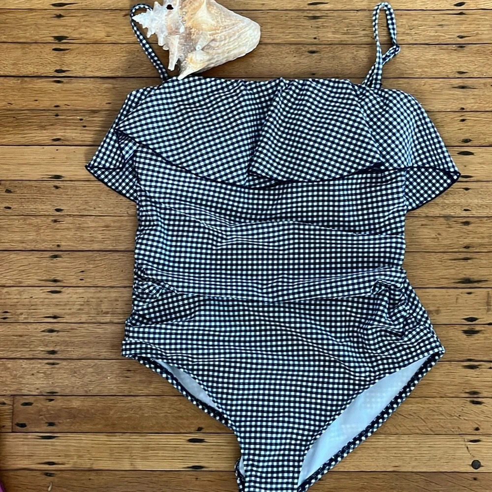 Gingham ruffle swimsuit new
